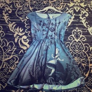Gray Alice in Wonderland Skater Dress